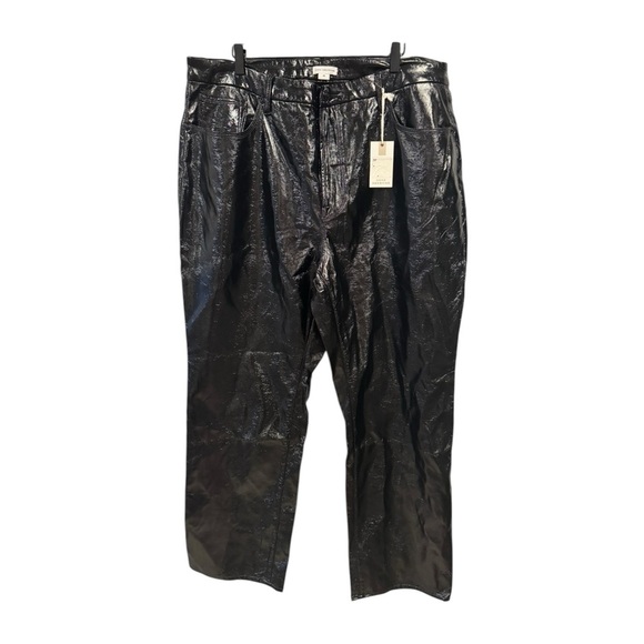 New! Good American Good Classic Textured Vinyl Faux Patent Leather‎ Pants ‘90s - Picture 1 of 5